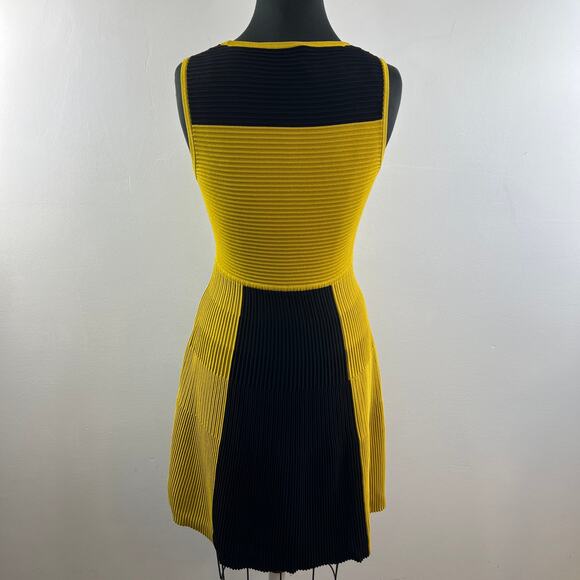 Calvin Klein Mustard Yellow Black Fit Flare Dress Size S? Small NEW - Picture 6 of 7